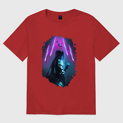 Футболка оверсайз женская ДЖИНКС, ЛИГА ЛЕГЕНД ARCANE JINX, цвет: красный