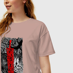 Футболка оверсайз женская BERSERK SWORD БЕРСЕРК МЕЧ, цвет: пыльно-розовый — фото 2