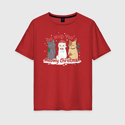 Женская футболка оверсайз We Wish You a Meowy Christmas