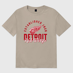 Футболка оверсайз женская Detroit Red Wings Детройт Ред Вингз, цвет: миндальный