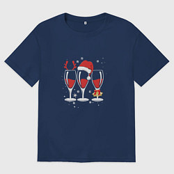 Женская футболка оверсайз Бокалы шампанского для двоих