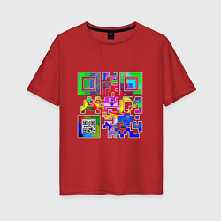 Футболка оверсайз женская Color QR, цвет: красный