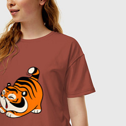 Футболка оверсайз женская Милый тигренок cute tiger, цвет: кирпичный — фото 2