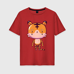 Женская футболка оверсайз 2022 Удивленный тигр