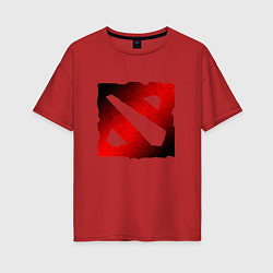 Футболка оверсайз женская ЧЁРНО КРАСНОЕ ЛОГО ДОТА 2 DOTA 2 LOGO, цвет: красный
