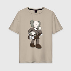 Футболка оверсайз женская KAWS, цвет: миндальный