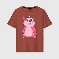Женская футболка оверсайз Веселый бобр pink edition
