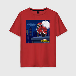 Женская футболка оверсайз My Hero Academia - Санта с подарками на Новый год