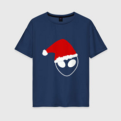 Женская футболка оверсайз Alien Santa Claus