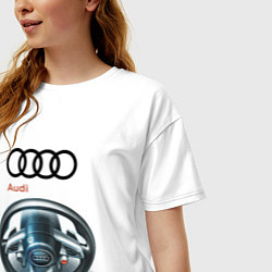 Футболка оверсайз женская Audi - car steering wheel, цвет: белый — фото 2