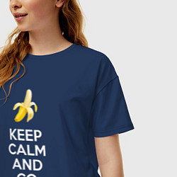 Футболка оверсайз женская Keep calm and go banana, цвет: тёмно-синий — фото 2