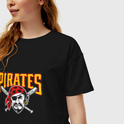 Футболка оверсайз женская Pittsburgh Pirates - baseball team, цвет: черный — фото 2