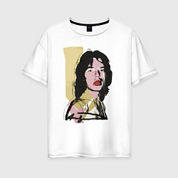 Футболка оверсайз женская Andy Warhol - Mick Jagger pop art, цвет: белый