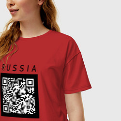 Футболка оверсайз женская QR-КОД RUSSIAN ПРИКОЛ, цвет: красный — фото 2