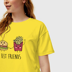 Футболка оверсайз женская Hamburger and fries are best friends, цвет: желтый — фото 2