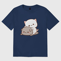 Футболка оверсайз женская Котики играют 02, цвет: тёмно-синий