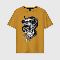 Женская футболка оверсайз Snake skull
