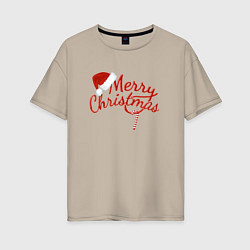 Женская футболка оверсайз Надпись Merry Christmas Новый Год