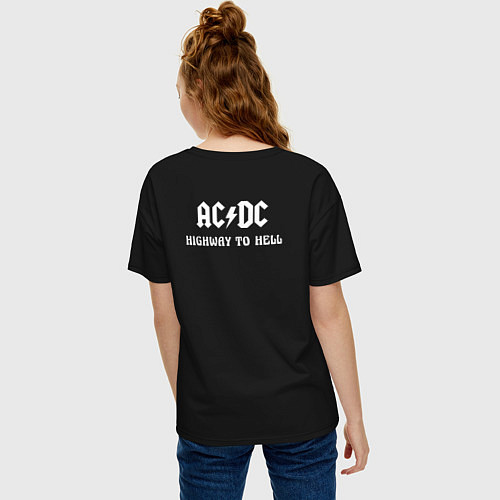 Женская футболка оверсайз ACDC Highway to Hell / Черный – фото 4