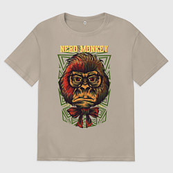 Женская футболка оверсайз Обезьяна ботан