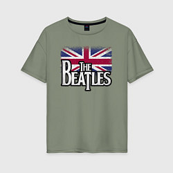 Футболка оверсайз женская The Beatles Great Britain Битлз, цвет: авокадо