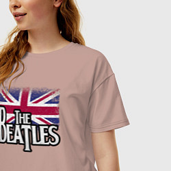 Футболка оверсайз женская The Beatles Great Britain Битлз, цвет: пыльно-розовый — фото 2