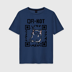 Женская футболка оверсайз QR кот QR code