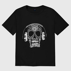 Женская футболка оверсайз Musical skull