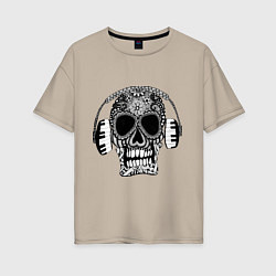 Женская футболка оверсайз Musical skull