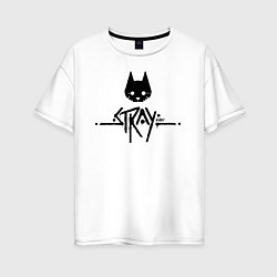 Футболка оверсайз женская Stray: Black Logo, цвет: белый