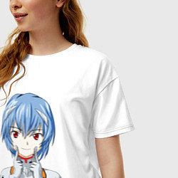 Футболка оверсайз женская Neon Genesis Evangelion Рей, цвет: белый — фото 2