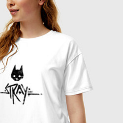 Футболка оверсайз женская Stray: Black Logo, цвет: белый — фото 2