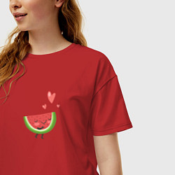 Футболка оверсайз женская Влюблённый арбузик, цвет: красный — фото 2