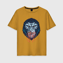 Женская футболка оверсайз Голова буйной гориллы