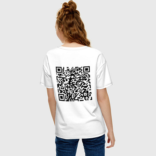 Женская футболка оверсайз QR-код Скала Джонсон / Белый – фото 4