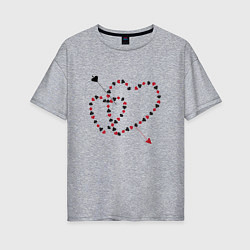 Женская футболка оверсайз Пронзенные стрелой сердца