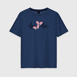 Женская футболка оверсайз Бабочки сердцебиение