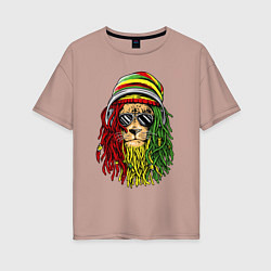 Футболка оверсайз женская Rasta lioN, цвет: пыльно-розовый