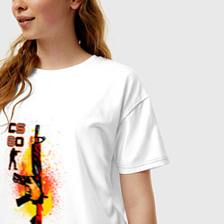 Футболка оверсайз женская CS GO Винтовка M4A4 HOWL, цвет: белый — фото 2