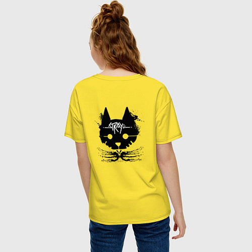 Женская футболка оверсайз Stray Logo спина / Желтый – фото 4