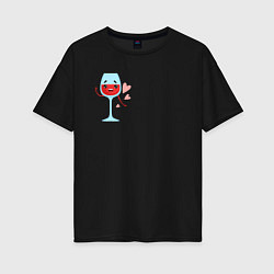 Женская футболка оверсайз Вино к сыру