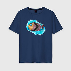 Футболка оверсайз женская Забавная рыбка, цвет: тёмно-синий