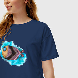 Футболка оверсайз женская Забавная рыбка, цвет: тёмно-синий — фото 2