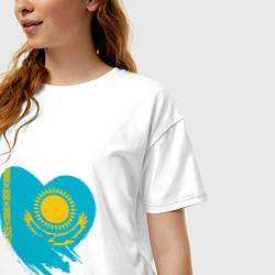Футболка оверсайз женская Сердце - Казахстан, цвет: белый — фото 2