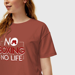 Футболка оверсайз женская NO BOXING NO LIFE без бокса нет жизни, цвет: кирпичный — фото 2