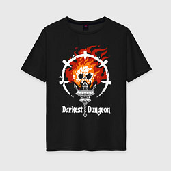 Футболка оверсайз женская Darkest Dungeon skull logo, цвет: черный