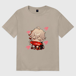 Женская футболка оверсайз Маленький Казуха ест геншин импакт