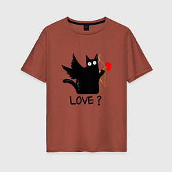 Женская футболка оверсайз LOVE CAT WHAT cat