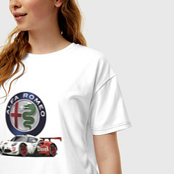Футболка оверсайз женская Alfa Romeo - motorsport, цвет: белый — фото 2