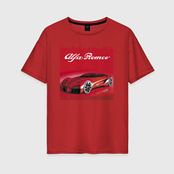 Женская футболка оверсайз Alfa Romeo - красная мечта!